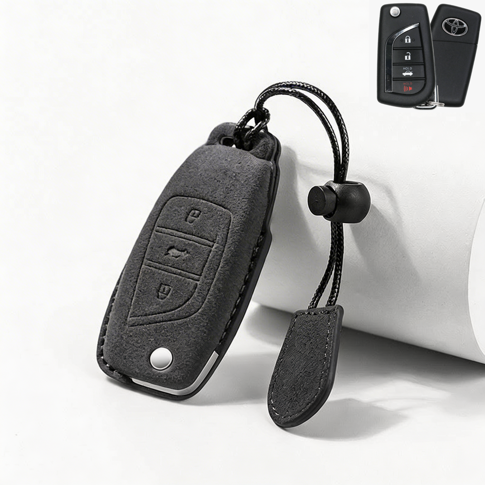 Suede Key Fob Fits Toyota